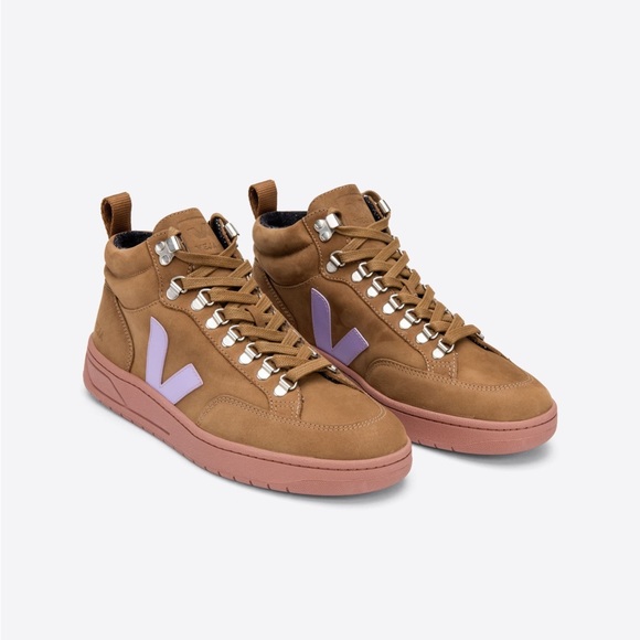 Veja Brown Lavande Roraima Nubuck High Top Sneakers 8 - Picture 1 of 5